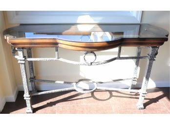 Rustic Finished Metal/Glass Console