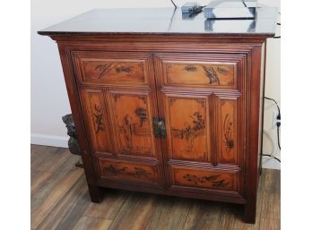 Vintage Asian Style Stenciled Cabinet