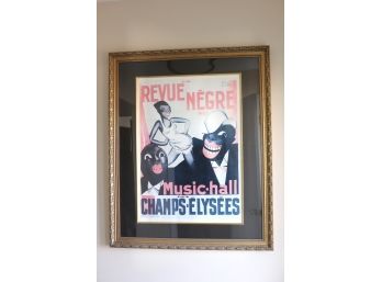 Revue Negre 'Music Hall Des Champs-Elysees' Framed Poster With Paris London NY Madrid Seal H. Chachoin Paris