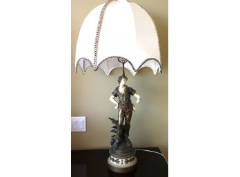 Vintage Cast Metal Figural Lamp With Shade