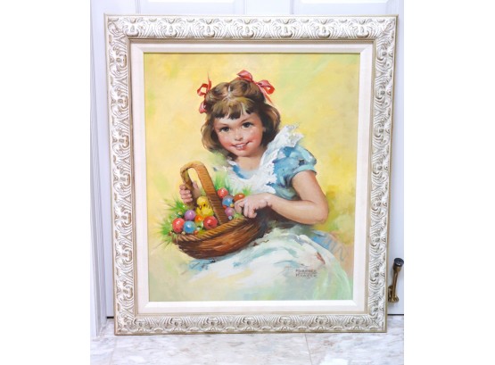 Fun Painting Of A Girl With Easter Basket By Florence A Kroger