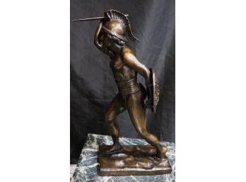 Bronze Replica Of Greek Soldier 18 Inches Tall