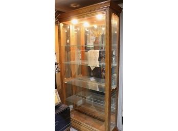 Beautiful Wood Display Cabinet With Lights And Glass Shelves! Great For Your Collectibles!