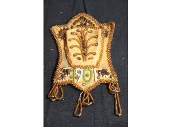 Vintage Antique Native American Beaded Wall Plaque 1901 Hand Stitched Amazing Detail