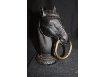 Vintage Cast Metal Horse With Bit Fence Post Cap 9.5 Inches Tall