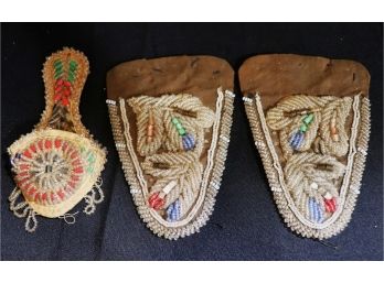 3 Vintage Native American Handsewn Beaded Pouches