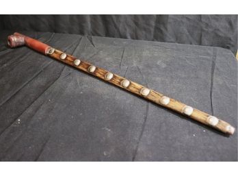 Clay Native American Peace Pipe With Silver Accents