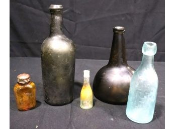 Collection Of Antique Bottles Includes Engeman & Hubener West 24th St New York & Smaller Wulfings Formamin