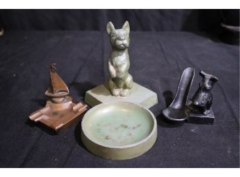 Collection Of Vintage Ashtrays - Sailboat, Dog With Bowl, Pipe Holder Nice Vintage Tobacco Collectibles