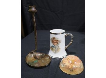 Collection Includes Art Nouveau Candlestick, Flower In Plastic & Mug Compliments Of Jonathan Barley