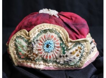 Antique Native American Iroquois Hand Beaded Hat