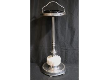 Vintage Chrome/Slag Glass Ashtray Stand With Glass Tray Insert