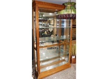 Beautiful Wood Display Cabinet With Lights And Glass Shelves