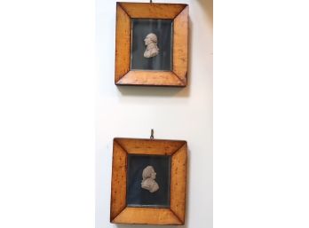 Pair Of Carved Embossed Relief Of 18th Century Nobleman/ Aristocrat In Burlwood Frames