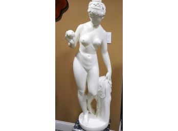 Pretty Aphrodite Statue With Apple Nude Plaster Approx. 46 Inches Tall