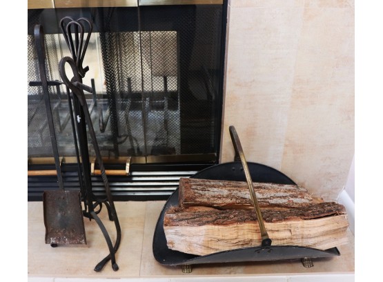 Metal Fireplace Tools With Basket