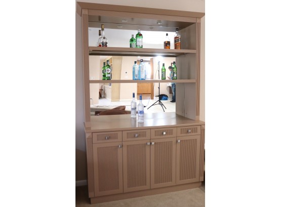 Mirrored Bar/Shelf Great Functional Piece With Plenty Of Storage (Contents Are Not Included)