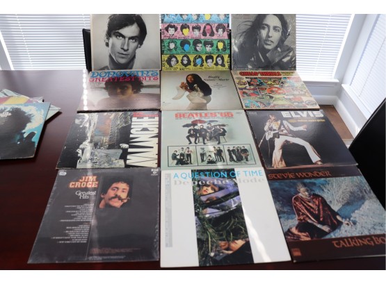 Collection Of Records Includes Stevie Wonder, The Beatles 65, Joan Baez, Elvis, Rolling Stones & James Taylor