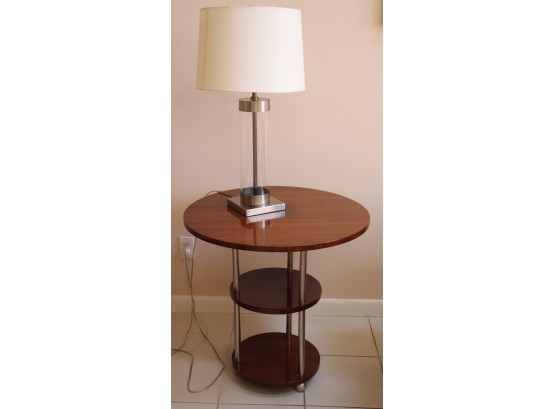 Contemporary 3 Tier Side Table With Table Lamp