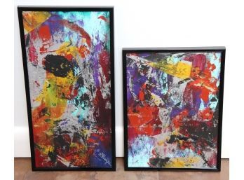 Abstract Paintings On Artist Canvas Panel Board By R Stronger Diptych Keep The Black Splotch