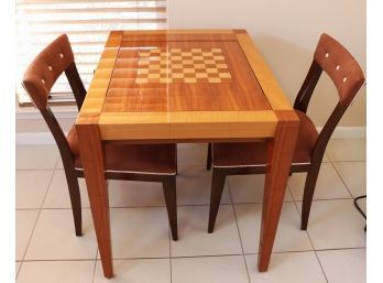 Nice Unique Flip Folding Game Table, Well Made With A Nice Sleek Polished Finish Includes 2 Chairs