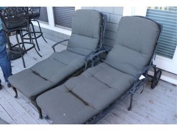 2 Cast Aluminum Outdoor Lounge Chairs