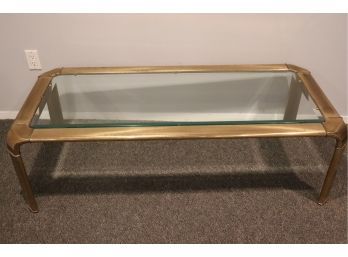 Brass/Glass Cocktail Table With Beveled Glass Top