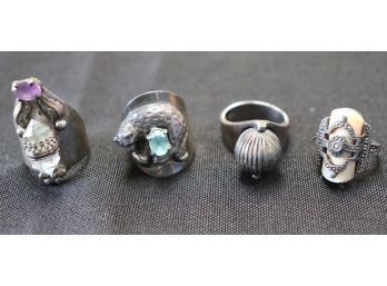 Collection Of Sterling Rings In Assorted Sizes