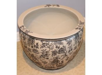 Large Floral Planter With A Crackle Finish 18 Inches X 14 Inches