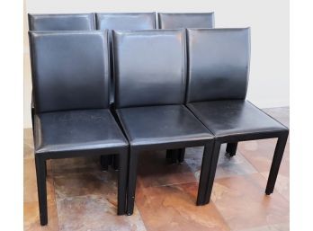 Set Of 6 Vinyl Chairs With Damage- Chairs Will Need Repair Or Covers
