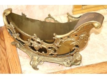 Vintage French Baroque Rococo Style Brass Jardiniere Planter With Insert