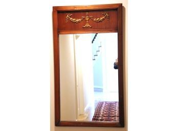 Wall Mirror With Ornate Carved Detailing On Top Approx. 29 Inches X 51 Inches