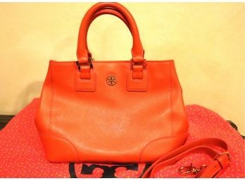 Perfect Tory Burch Spring Handbag In Navel Orange Tone, Great For An Afternoon Lunch, Work Or Everyday Us