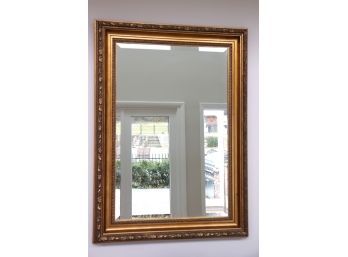 Quality Wall Mirror With A Beveled Edge With Ornate Detail, Nice Gilded Finish 31 Inches X 44 Inches