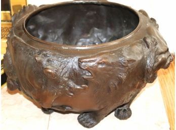 Heavy Cast Iron/Metal Planter With Highly Expressive Animal Face Detail- Lion, Monkey, Elephants & More
