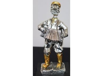 925 Sterling Figurine Of A Man Playing The Accordion Reminiscent Of Frank Meisler