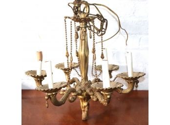 Pretty Little Heavy Brass/Bronze Chandelier With 6 Arms - Approximately 18 Inches X 18 Inches