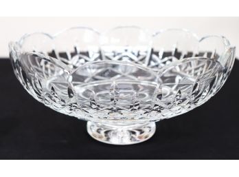 Large Pretty Waterford Crystal Bowl With An Etched Pattern & Floral Shaped Rim
