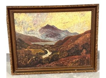 Landscape Painting Of Mountain Side Vista Bye Jay. A PASSA 1920. Painted On Board.