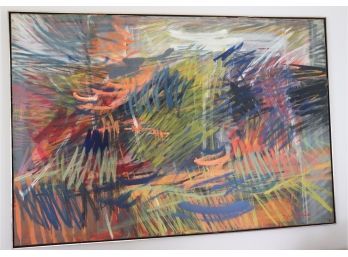 Large Signed Abstract Expressionist Painting Artist By Sylvia Wald In Floating Frame Approx. 72 Inches X 48 I