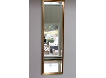 Long Wall Mirror With A Beveled Edge In A Gilded Frame Measures Approximately 18 Inches X 62 Inches