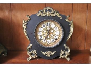 Victorian Ebonized Wood Mantle Clock With Ormolu
