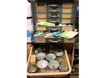 Neumade 6 Drawer Metal Tool Cabinet With Vintage Metal Seals & Plates