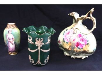 Antique Decorative Items With Royal Bonn Vase & Glass