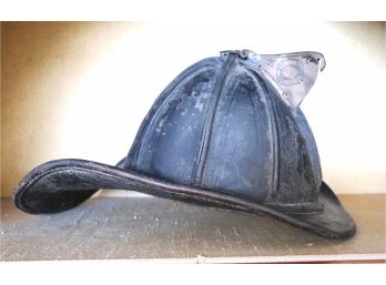 Antique Firemans Helmet In Leather