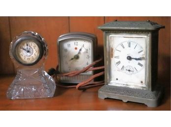 Lot Of Vintage Clocks Including Telechron, Ansonia & Crystal Clocks