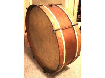 Antique Wurlitzer Drum In Pigskin & Wood