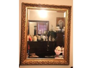Beveled Mirror In Decorative Gold Frame With Acanthus Leaf Border