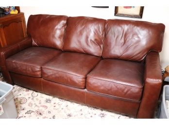 Comfortable Leather Sleeper Sofa With 3 Cushions
