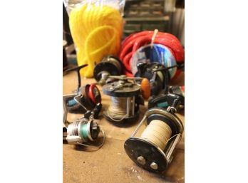 Nice Assortment Of Fishing Reels, Poly Rope & Dock Line